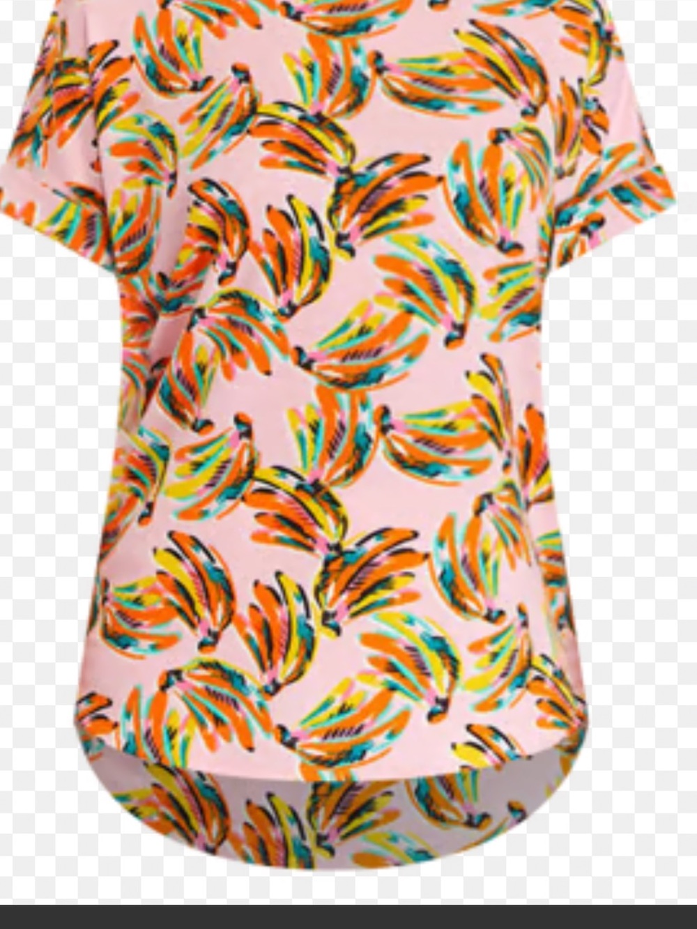 Crown & Ivy Pink Tropical Pastel Banana-Print Top